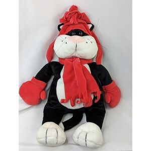 JD Fine John Doze Cat Plush Rear Zipper Pouch Fleece Hat Scarf 18 Inch Stuffed